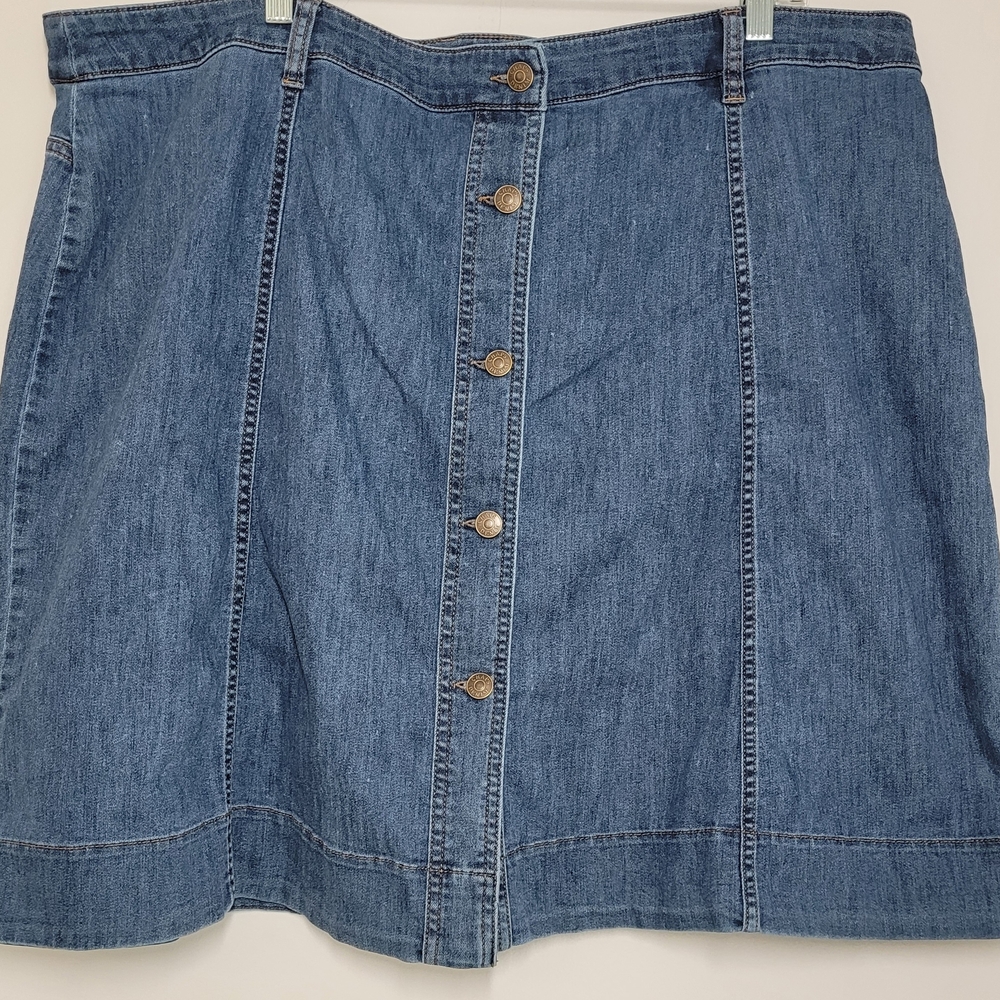 Chaps Blue Jean A-Line Knee-Length Skirt